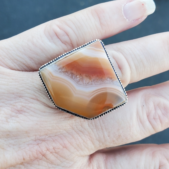 New Botswana Agate 925 Silver Statement Ring. - Picture 5 of 15